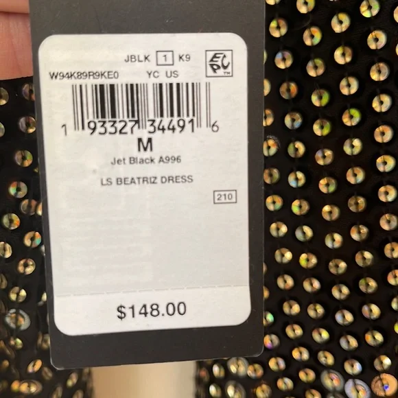 NWT GUESS Black Sequin Long Sleeve Mini Dress Size Medium - Picture 5 of 7